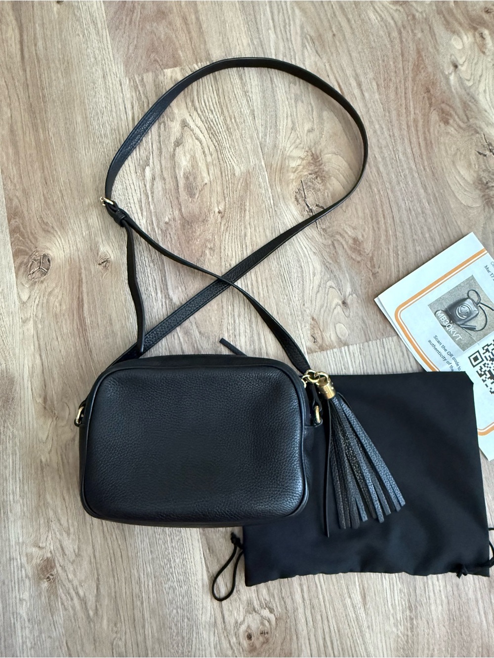 Gucci Black Pebbled Leather Crossbody with Tassel - Picture 9 of 14